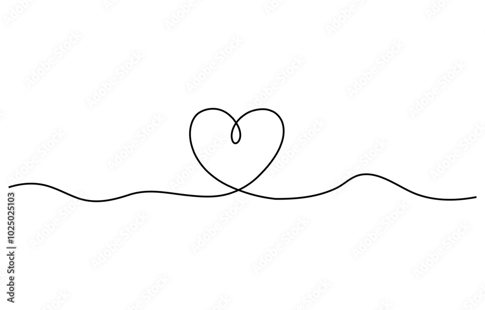 Continuous line drawing of heart love Continuous line drawing of heart love