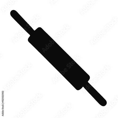 A black silhouette of a rolling pin 