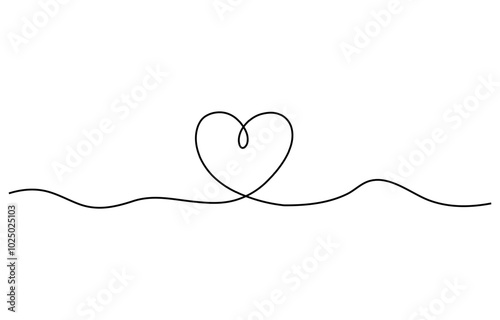 Continuous line drawing of heart love