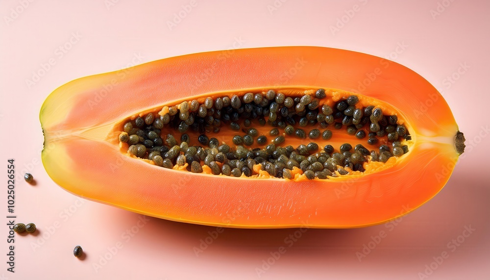 Ripe Papaya Halved with Seeds. Tropical Fruit Cut Open for Healthy Eating, Superfood Diets, and Smoothie Ingredients Concept Ripe Papaya Halved with Seeds. Tropical Fruit Cut Open for Healthy Eating, Superfood Diets, and Smoothie Ingredients Concept