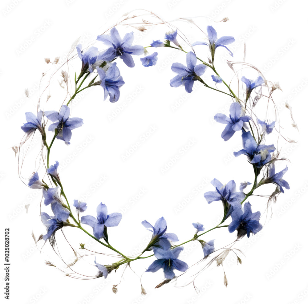 Fototapeta premium PNG Real pressed bluebells flowers wreath petal plant.