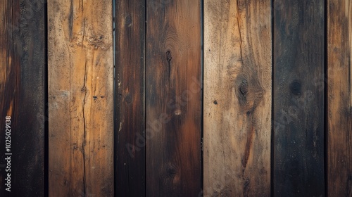 Rustic wooden planks with a rich, natural texture and varying shades of brown create a warm and rustic background.