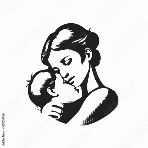 A mother tenderly holding and embracing her young child 