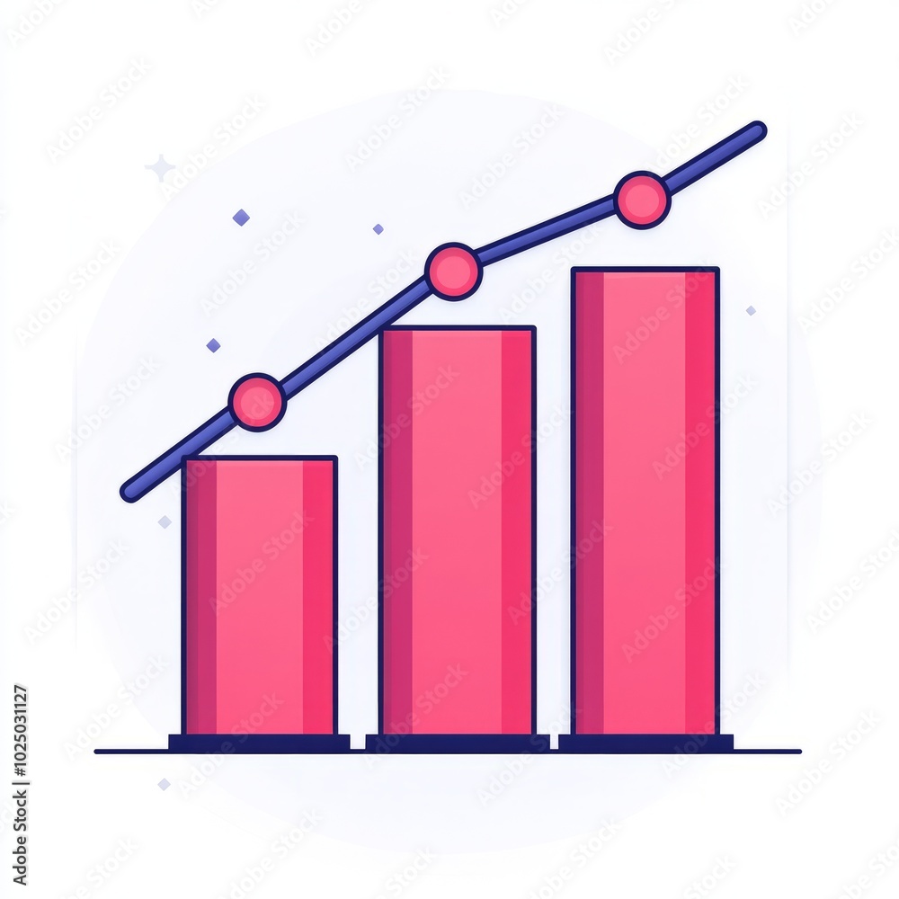 A stylized bar chart with a line graph showing growth trends. A stylized bar chart with a line graph showing growth trends.