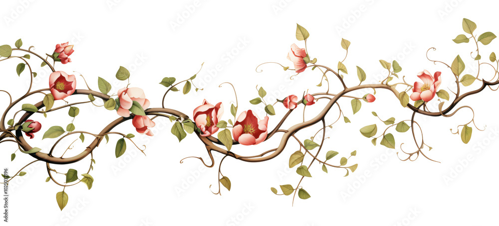 Branch with orange flowers and quince buds.c Branch with orange flowers and quince buds.c