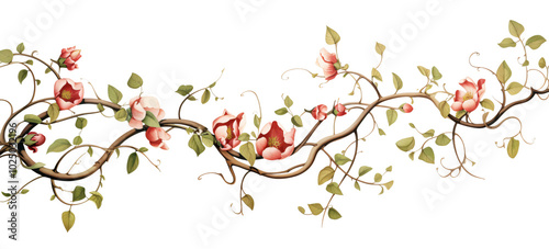 Branch with orange flowers and quince buds.c