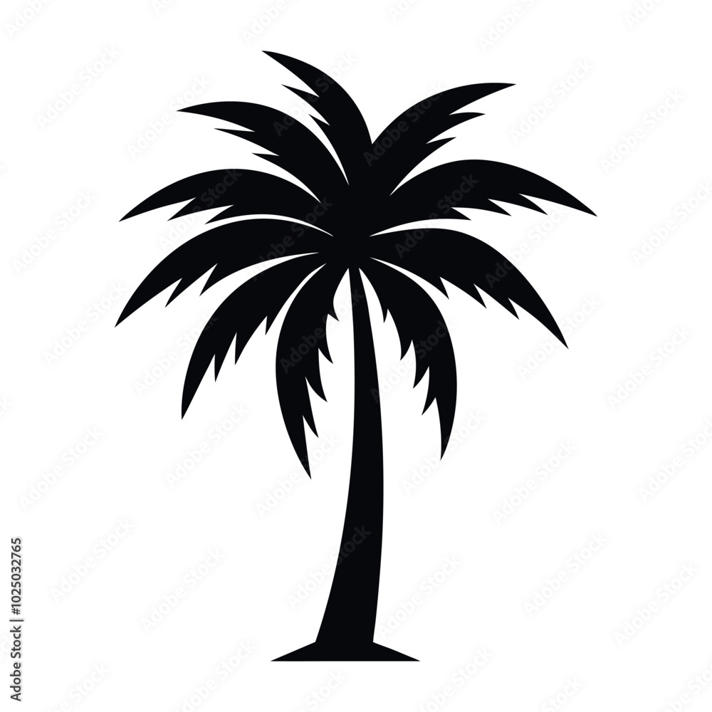 Obraz premium simple palm tree silhouette vector illustration isolated on white background