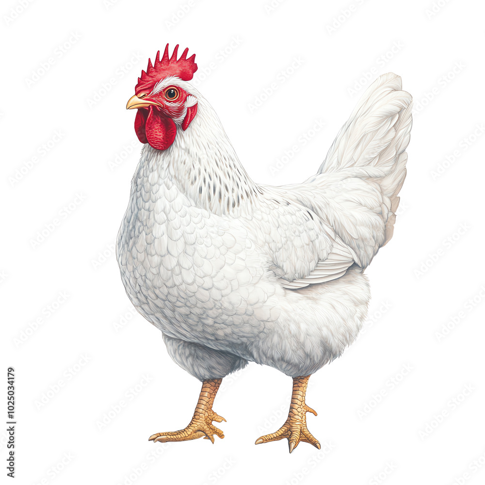 Fototapeta premium Chicken, white isolate background