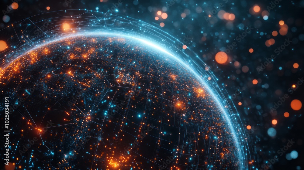 Global Network Futuristic Tech Concept with Glowing Data Nodes Global Network Futuristic Tech Concept with Glowing Data Nodes