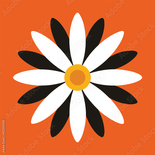 Foto Simple Daisy Flower Icon in Flat Style with Orange Center