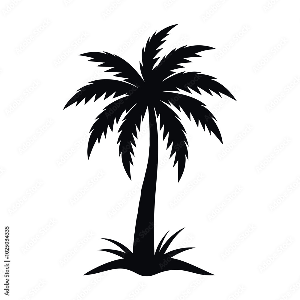 Fototapeta premium simple palm tree silhouette vector illustration isolated on white background