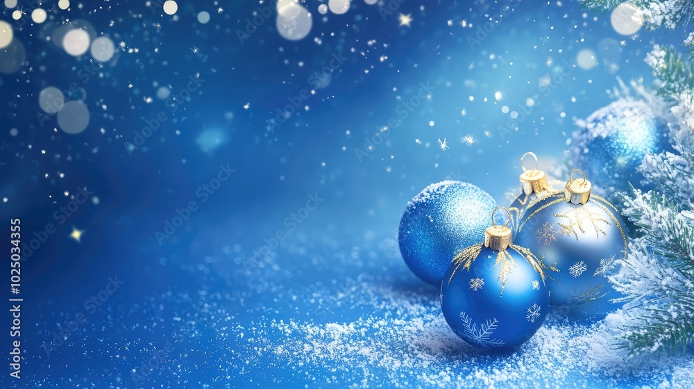 New Year card with attributes on a blue winter background. AI generated illustration. New Year card with attributes on a blue winter background. AI generated illustration.