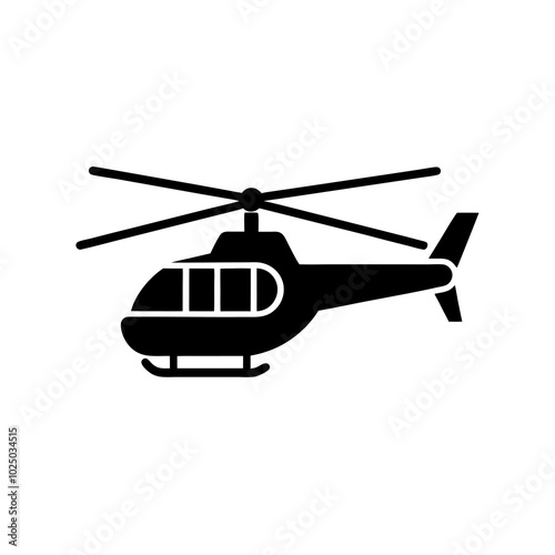  A helicopter silhouette vector icon logo illustration on white background.