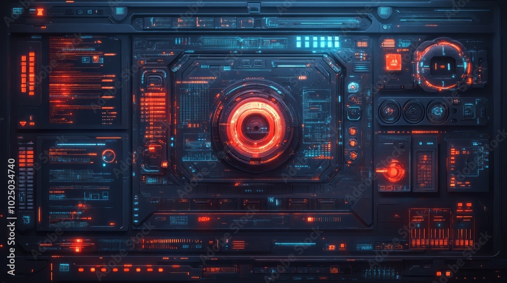 Cyberpunk Digital Interface Neon Blue Orange Tech Cyberpunk Digital Interface Neon Blue Orange Tech