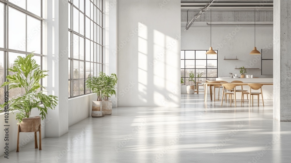 Fototapeta premium Modern OpenPlan Office Design Minimalist Bright