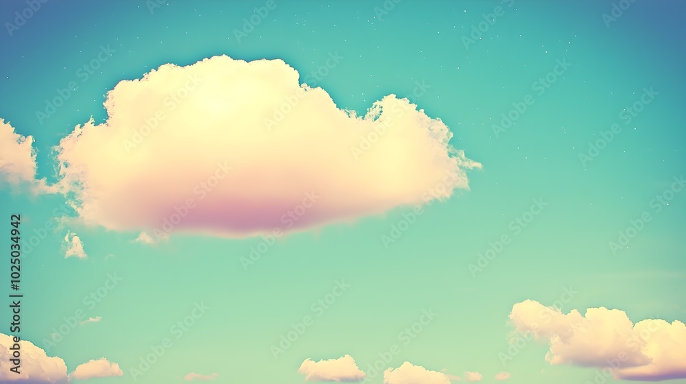 Ethereal Cloudscape With Glowing Stars on Pastel Teal and Lavender Background A serene and tranquil scene featuring a fluffy whimsical cloud formation against a dreamy Ethereal Cloudscape With Glowing Stars on Pastel Teal and Lavender Background A serene and tranquil scene featuring a fluffy whimsical cloud formation against a dreamy