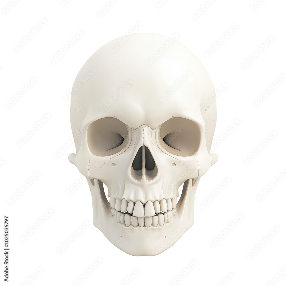 Human skull model, white isolated background Human skull model, white isolated background