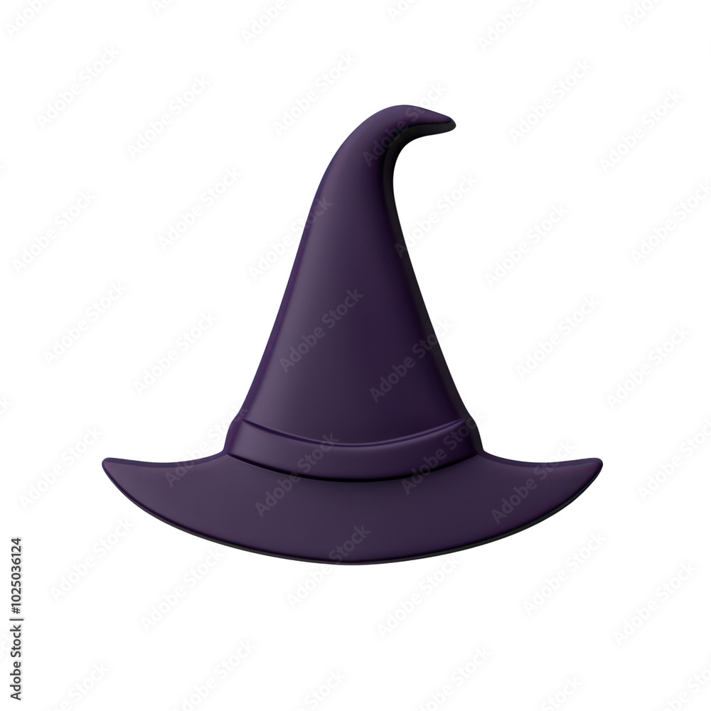 Purple witch hat, white isolated background. Purple witch hat, white isolated background.