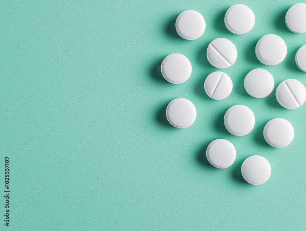 Aspirin in a Calming Pastel Green Background for Pain Relief Concepts Design Aspirin in a Calming Pastel Green Background for Pain Relief Concepts Design
