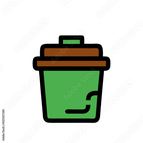 Septic tank vector icon, wastewater management concept, minimalist line art style, icon on transparent background, low-rise construction theme, green-brown color palette