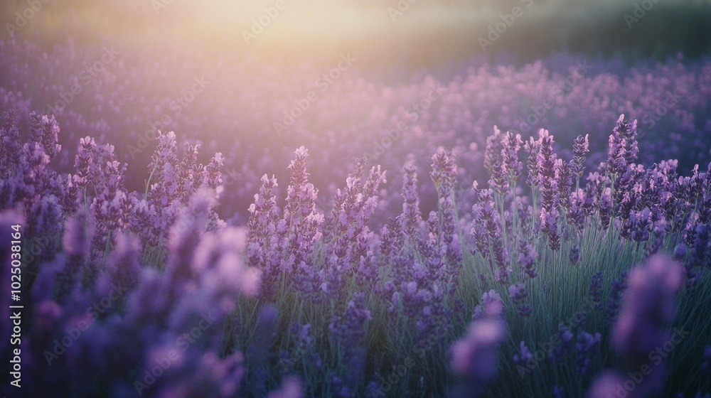 Naklejka premium Lavender Dreams A Field of Purple Blooms in Summer Sun