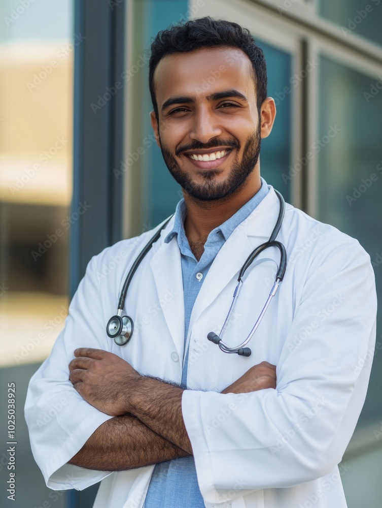 Smiling Doctor in Professional Attire