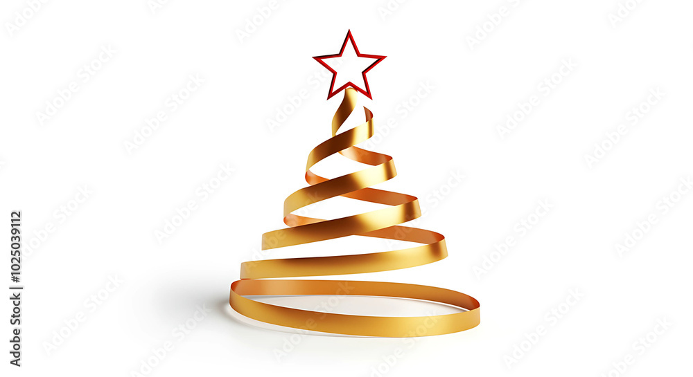 ribbon christmas tree, minimalist design, white background, generative ai ribbon christmas tree, minimalist design, white background, generative ai