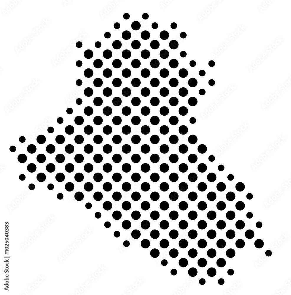 Map of Iraq with a pattern of black circles like a chessboard Map of Iraq with a pattern of black circles like a chessboard