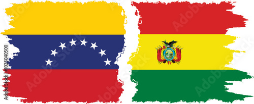 Free Download Bolivia and Venezuela grunge flags connection, vector - GFXLoad
