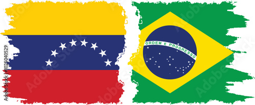 Brazil and Venezuela grunge flags connection, vector
