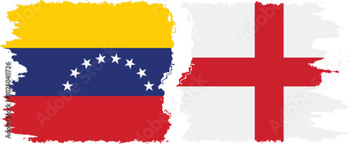 England and Venezuela grunge flags connection, vector