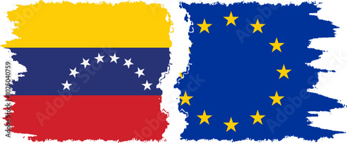 Free Download EU and Venezuela grunge flags connection, vector - GFXLoad