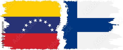 Finland and Venezuela grunge flags connection, vector