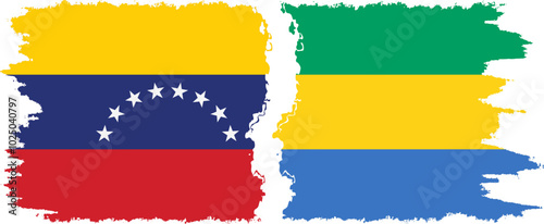 Free Download Gabon and Venezuela grunge flags connection, vector - GFXLoad