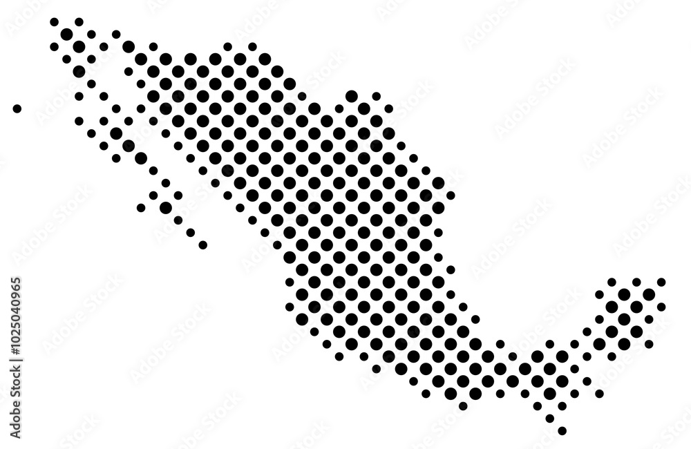 Map of Mexico with a pattern of black circles like a chessboard Map of Mexico with a pattern of black circles like a chessboard