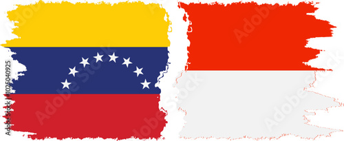 Free Download Indonesia and Venezuela grunge flags connection, vector - GFXLoad