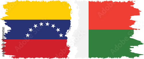Free Download Madagascar and Venezuela grunge flags connection, vector - GFXLoad