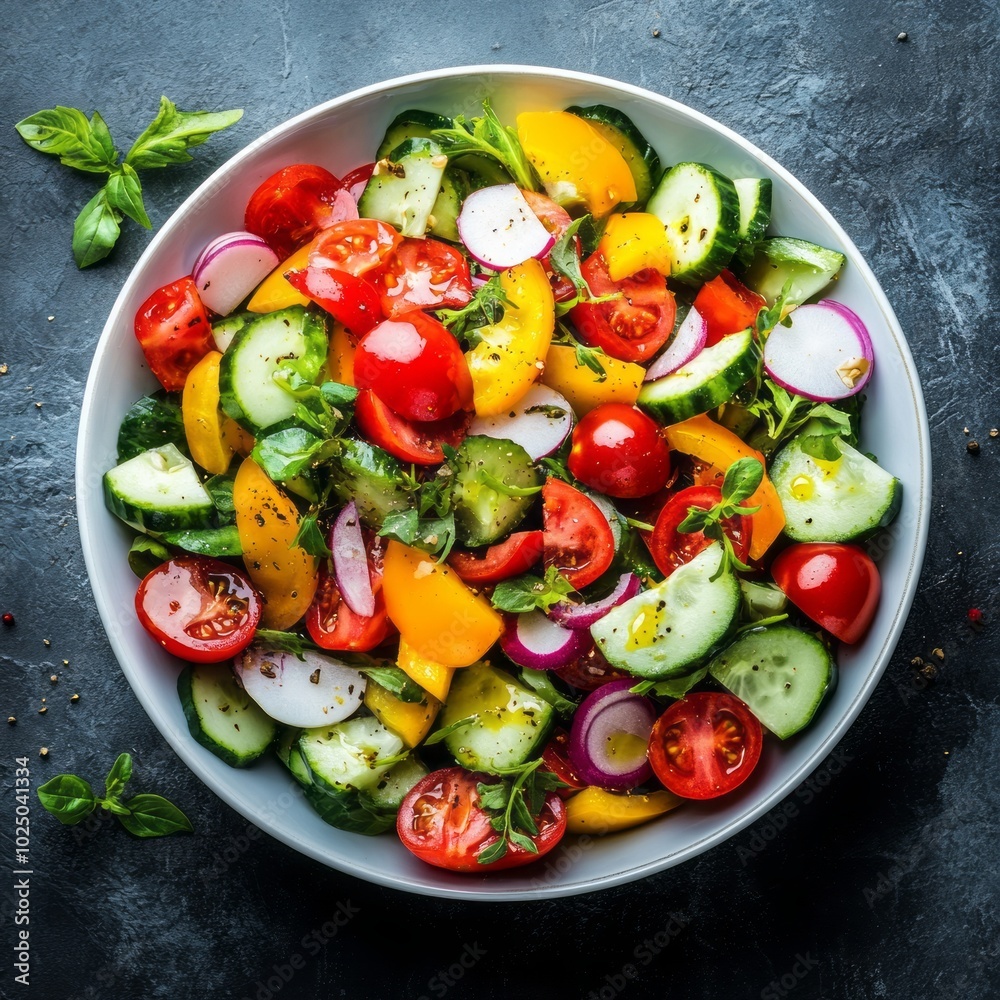 Vibrant Vegetable Salad with Olive Oil Drizzle Vibrant Vegetable Salad with Olive Oil Drizzle