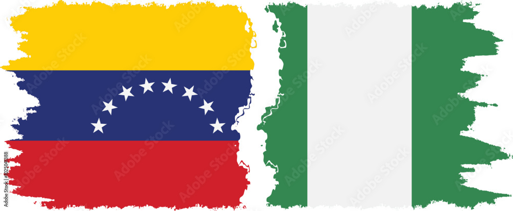 Nigeria and Venezuela grunge flags connection, vector Nigeria and Venezuela grunge flags connection, vector