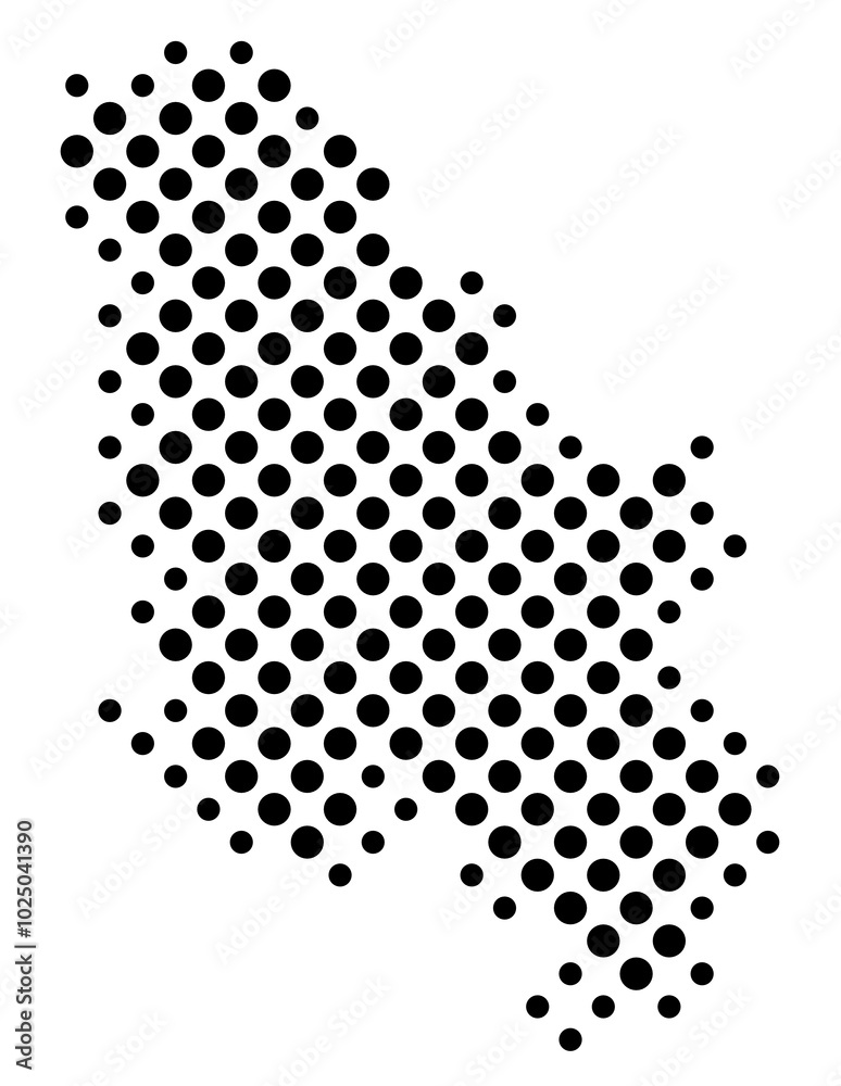 Map of Serbia with a pattern of black circles like a chessboard