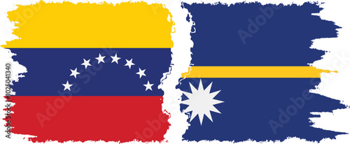Free Download Nauru and Venezuela grunge flags connection, vector - GFXLoad