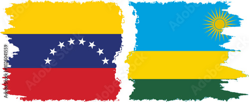 Free Download Rwandan and Venezuela grunge flags connection, vector - GFXLoad