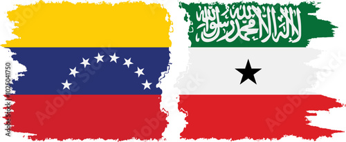 Somaliland and Venezuela grunge flags connection, vector photo