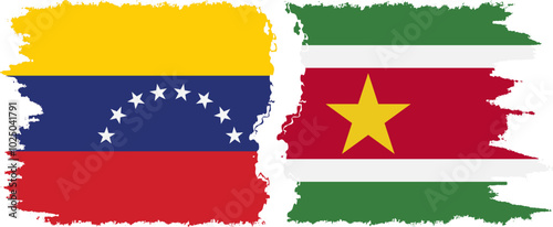 Free Download Suriname and Venezuela grunge flags connection, vector - GFXLoad
