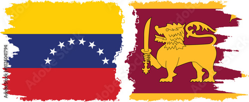 Sri Lanka and Venezuela grunge flags connection, vector