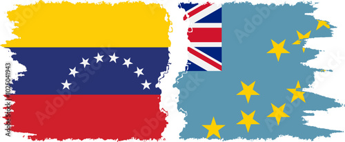 Free Download Tuvalu and Venezuela grunge flags connection, vector - GFXLoad