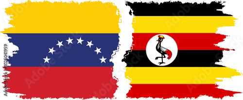 Free Download Uganda and Venezuela grunge flags connection, vector - GFXLoad