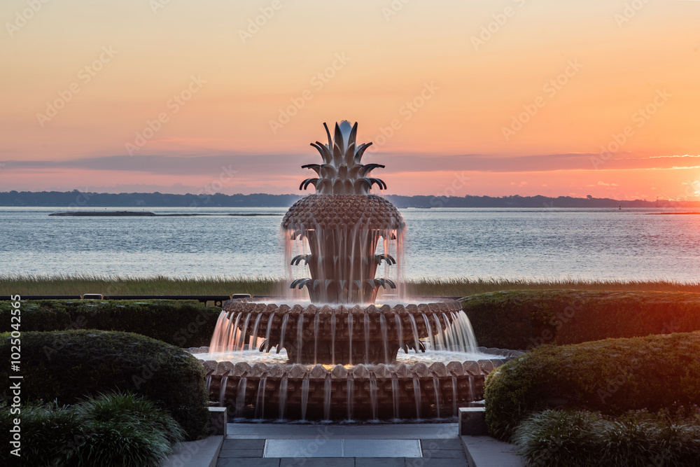 Obraz premium Pineapple Fountain at Sunrise