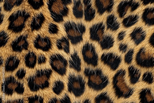 Leopard fur background (real fur) , isolated on white background, , copy space for text,