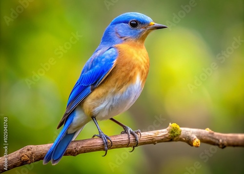 A serene bluebird perched on a branch, symbolizing joy, tranquility, and the beauty of nature